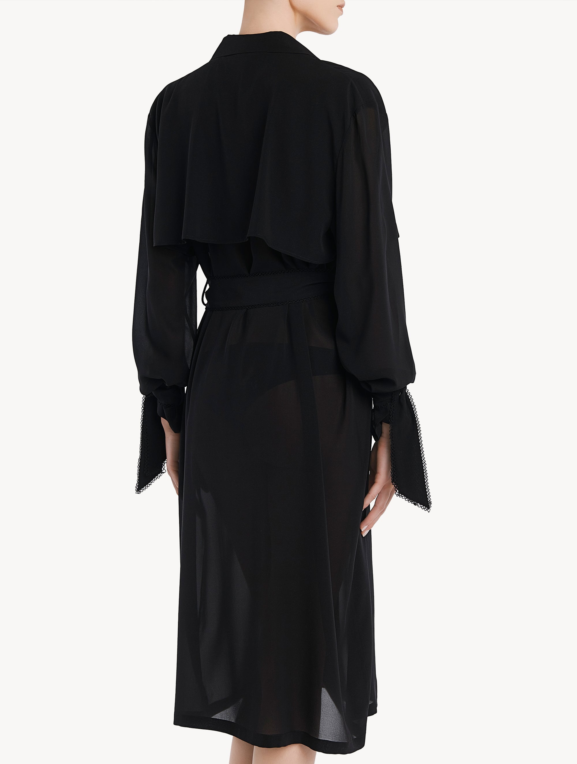 Good Vibrations short negligee in silk - Black