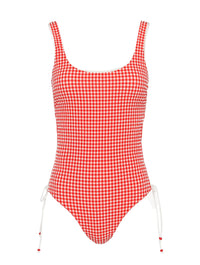 Maillot de bain une pièce Vintage Beach - Red & Offwhite