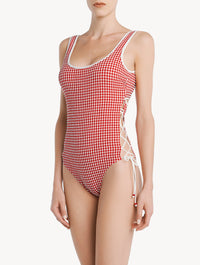 Maillot de bain une pièce Vintage Beach - Red & Offwhite