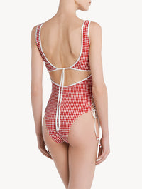 Maillot de bain une pièce Vintage Beach - Red & Offwhite