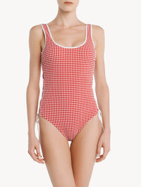 Maillot de bain une pièce Vintage Beach - Red & Offwhite