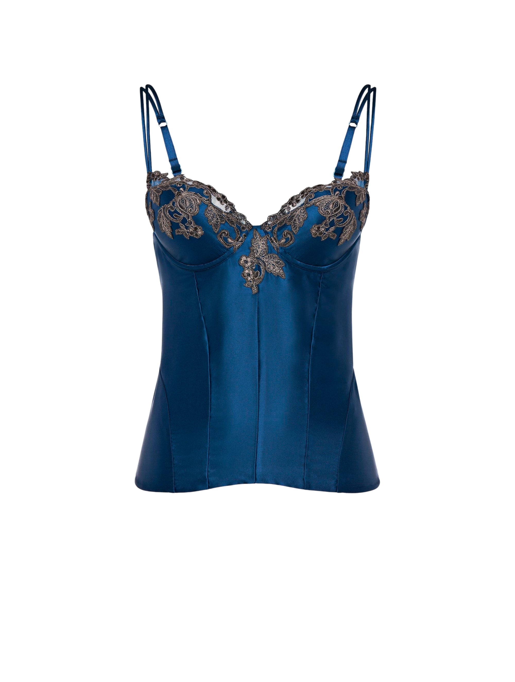 Corset Maison en soie - Blu & Grigio