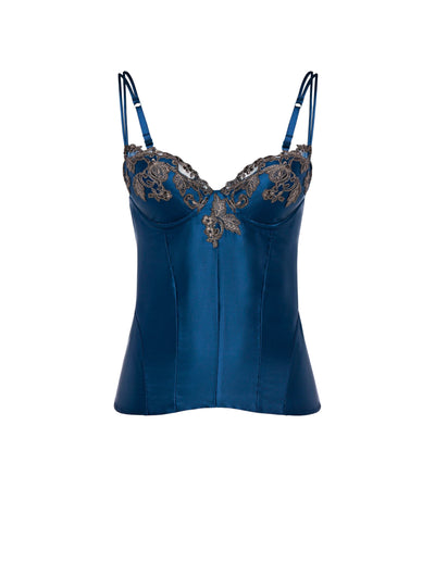 Maison silk corset - Blu & Grigio