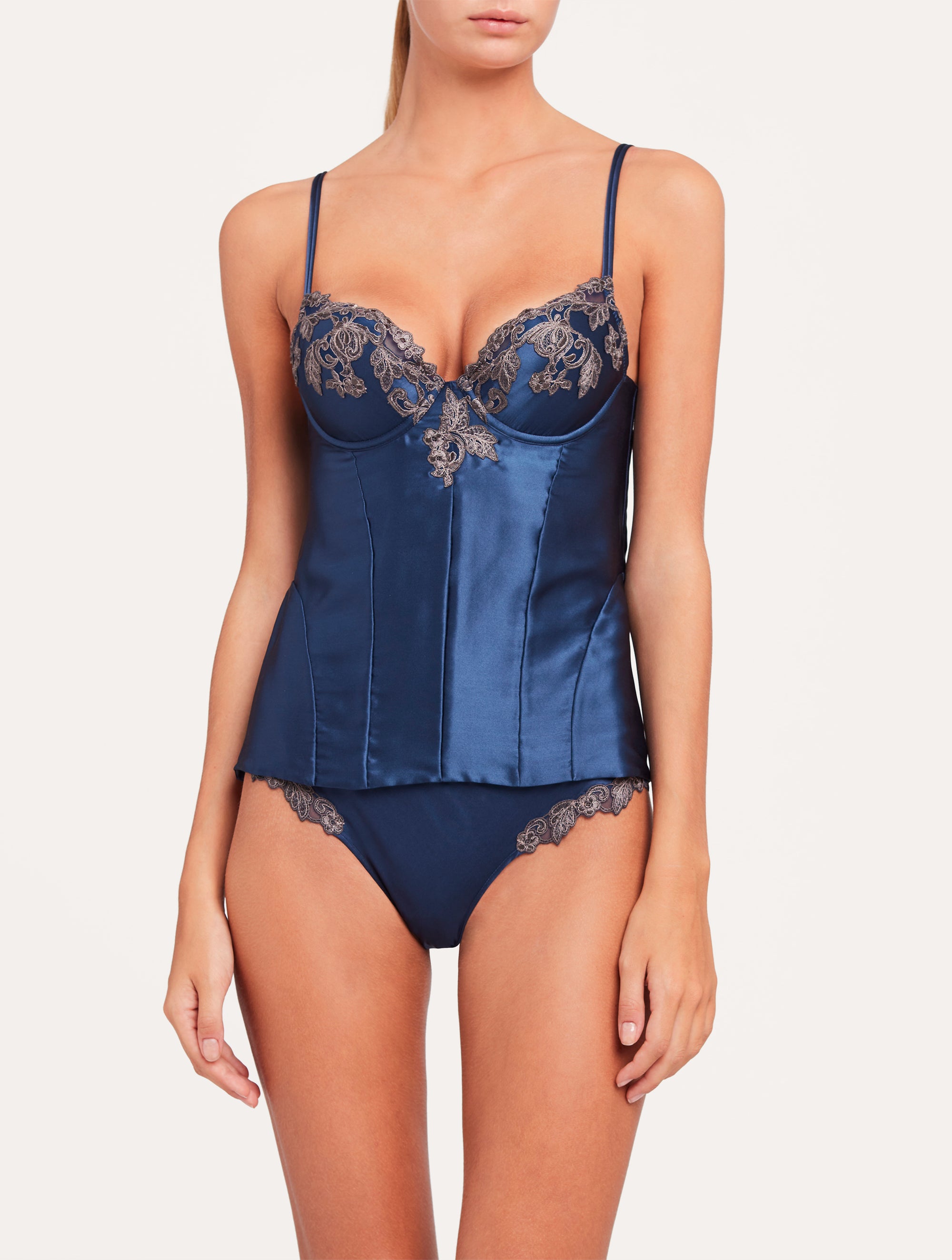 Corset Maison en soie - Blu & Grigio