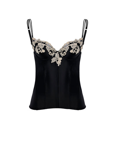 Maison silk corset - Nero & Avorio