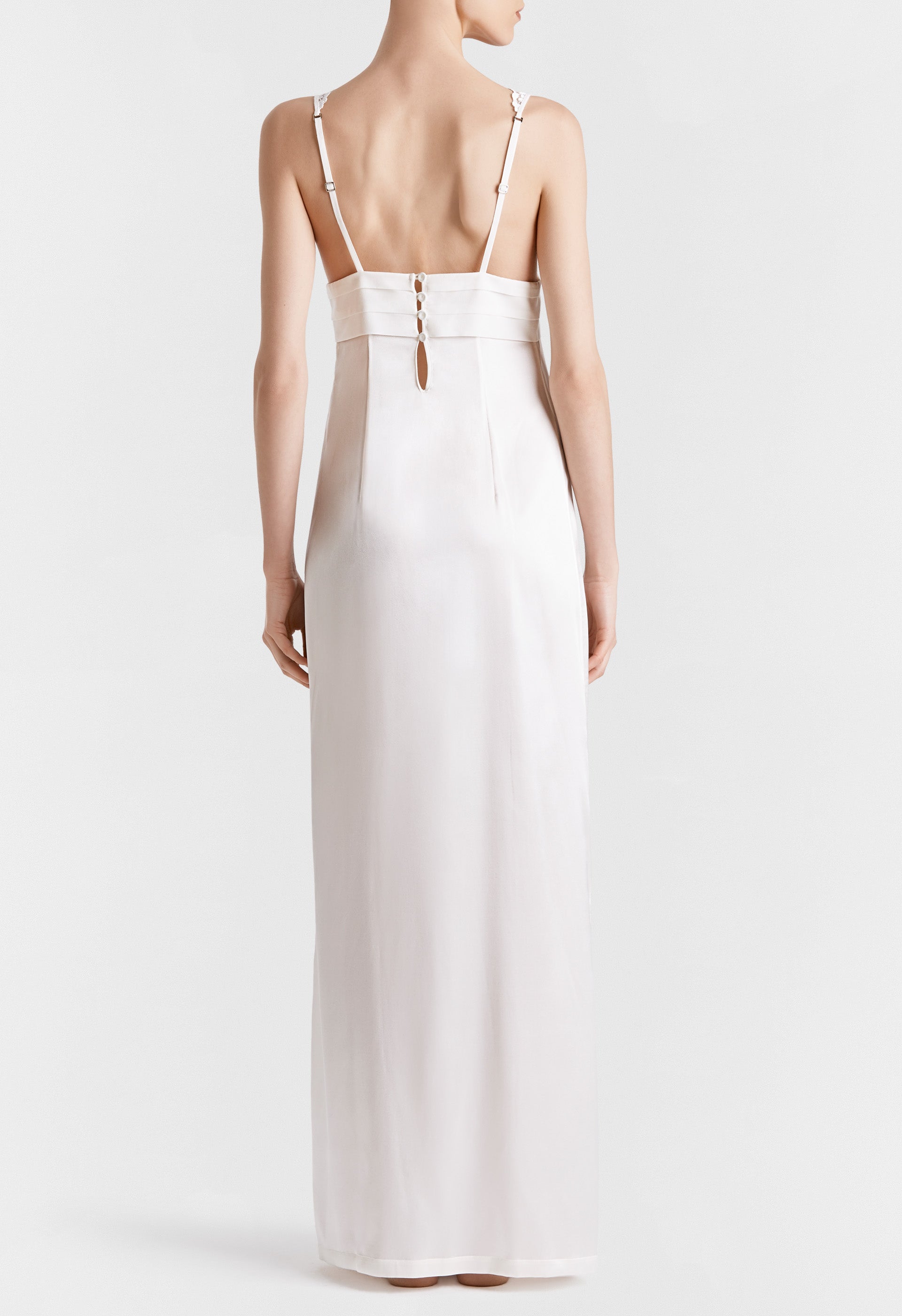 Azalea silk long nightdress - Off White