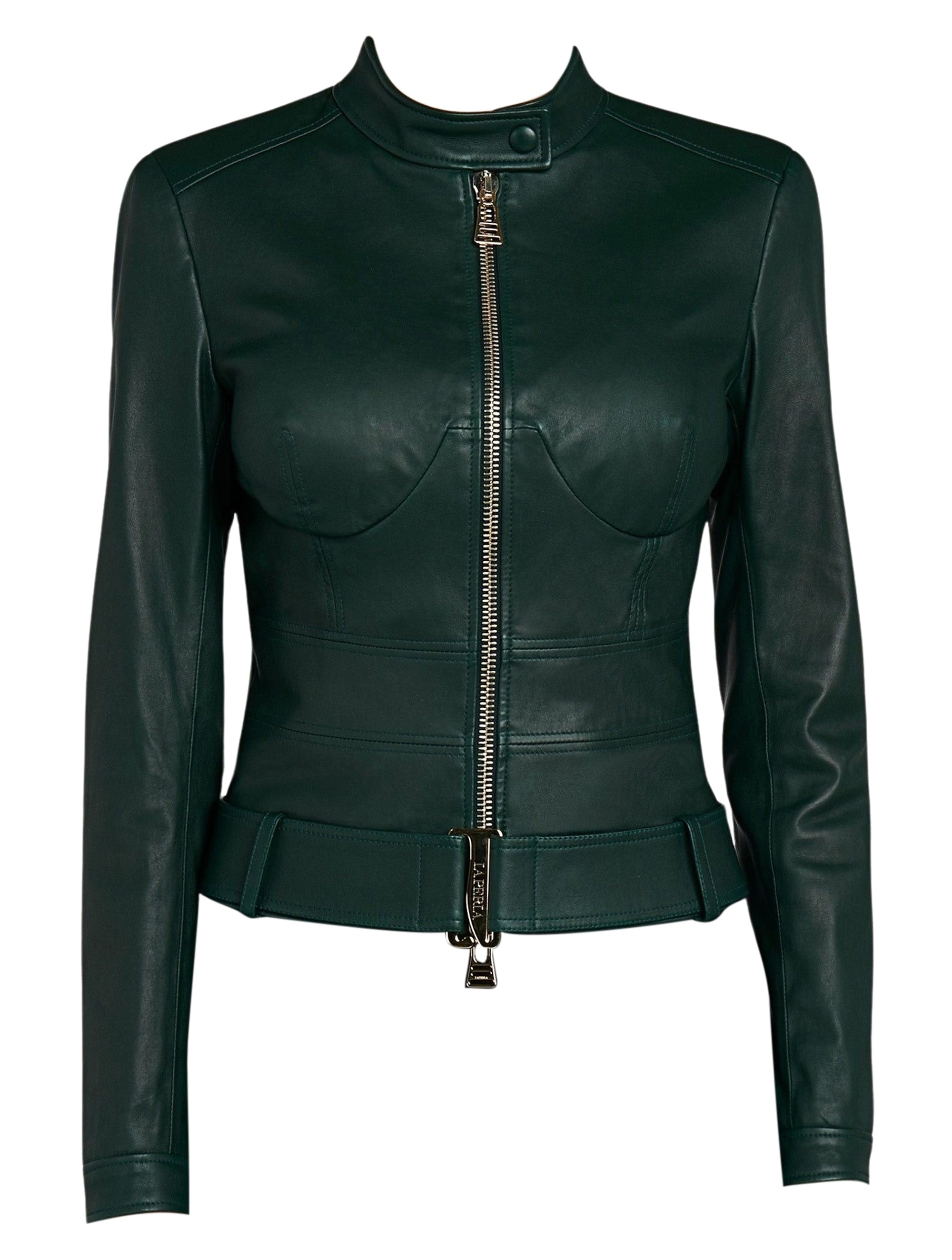 Veste Leather en cuir d'agneau - Dark Green