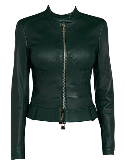 Leather jacket in lambskin - Dark Green