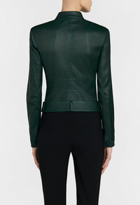 Leather jacket in lambskin - Dark Green