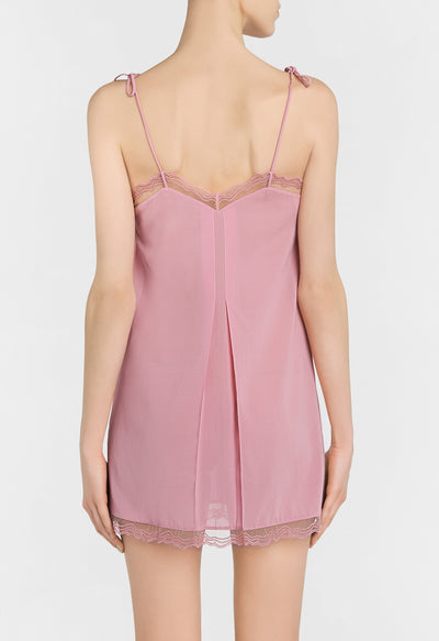 Marble Mood nightdress in silk - Purple Rose & Skin