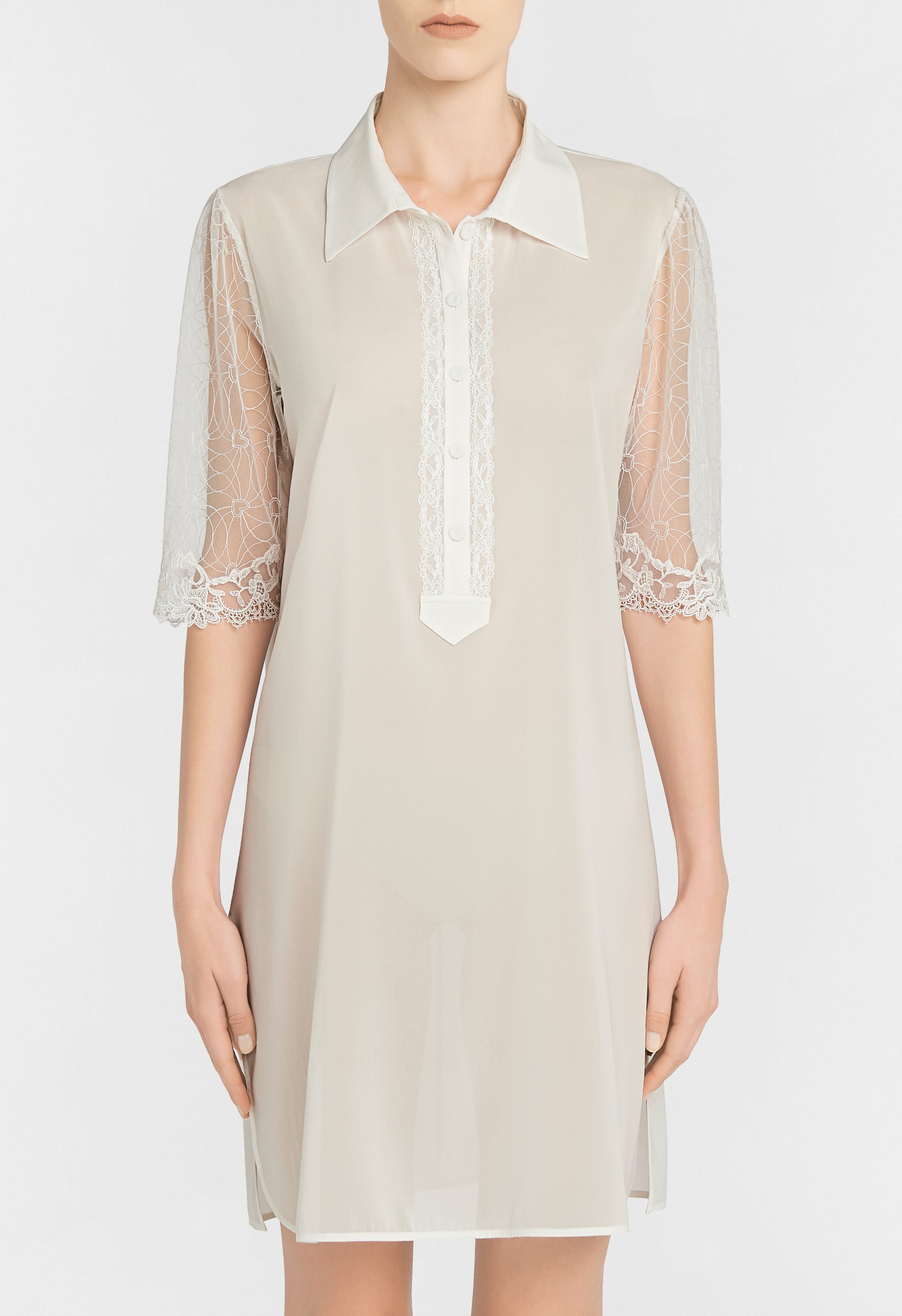 Liaison short nightdress in silk - Off White