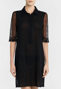 Chemise de nuit courte Liaison en soie - Black