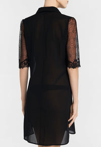 Chemise de nuit courte Liaison en soie - Black