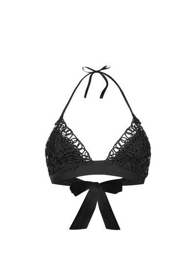 Haut de bikini triangle Soutache Sirens - Black & Black