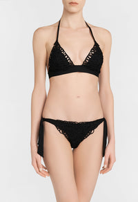 Soutache Sirens tie bikini brief - Black & Black