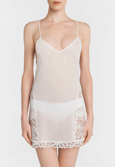 Chemise de nuit Leavers Poem en soie - Off White