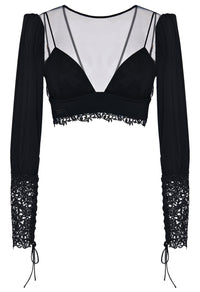 Top Petit Macrame Noir en soie - Black & Crystals