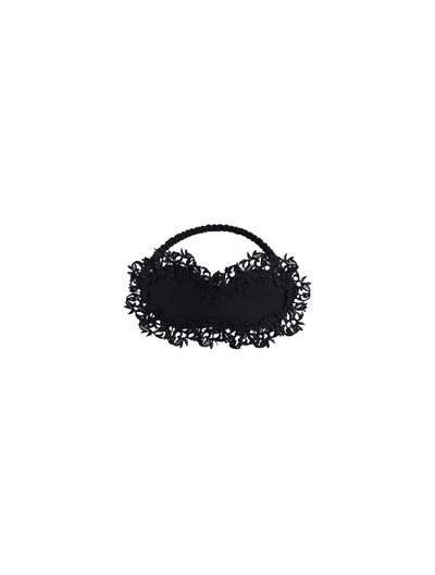 Masque Petit Macrame Noir en soie - Black & Crystals