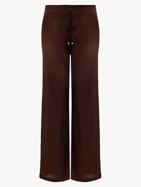 Pantalon long Metal Macrame en soie - Coffee & Copper