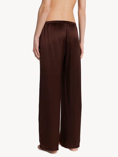 Metal Macrame long trousers in silk - Coffee & Copper