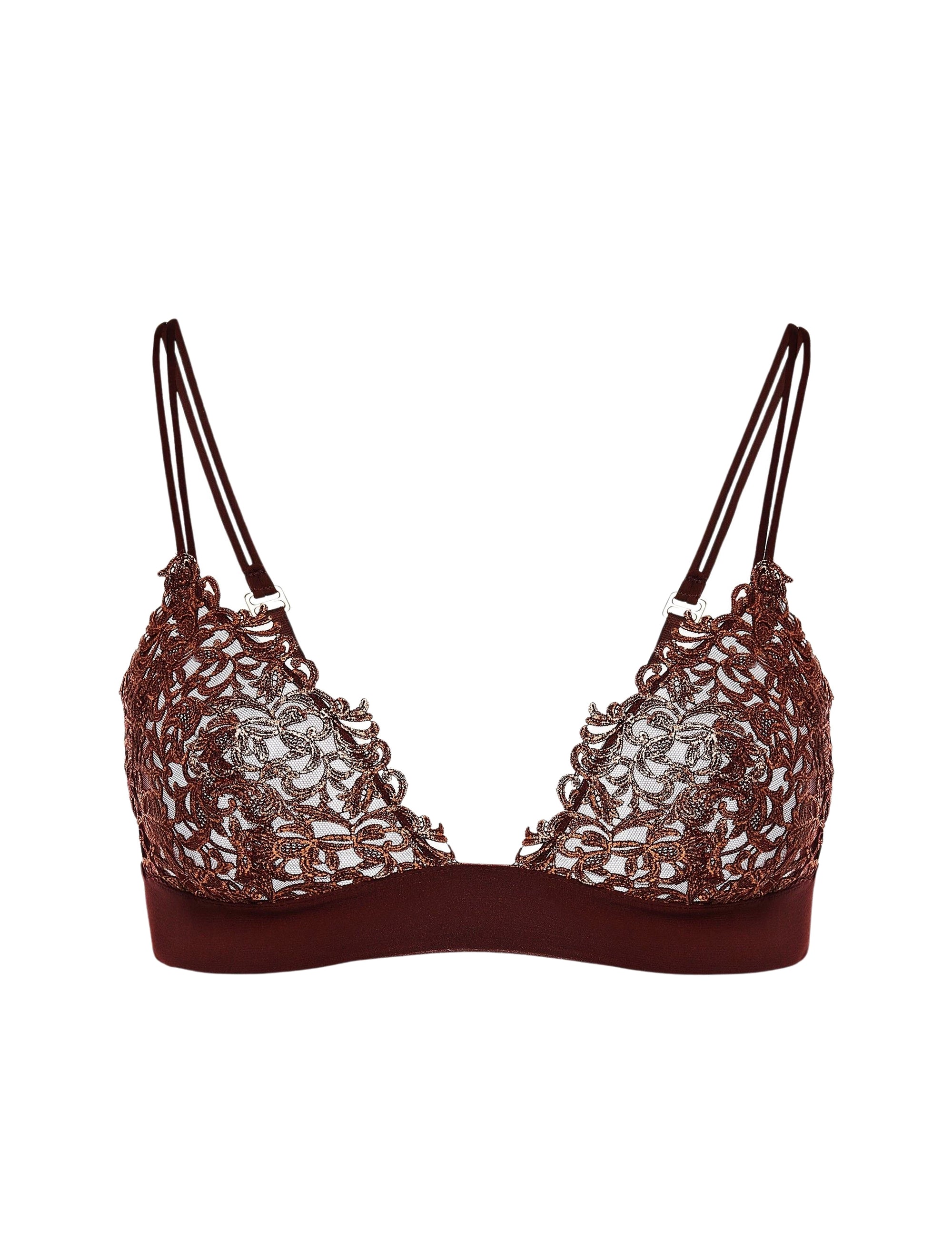 Soutien-gorge triangle Metal Macrame en soie - Coffee & Copper