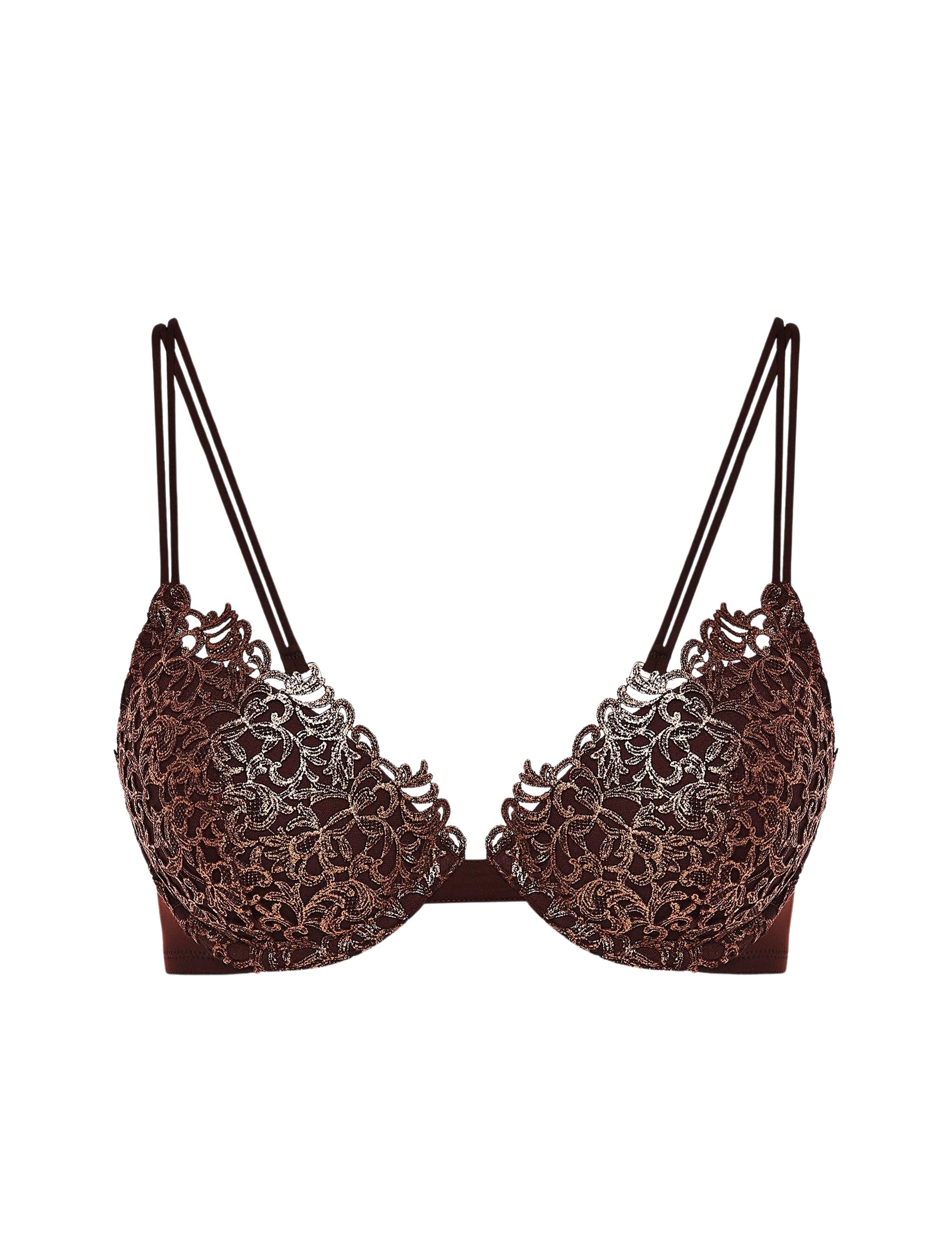 Metal Macrame push-up bra - Coffee & Copper