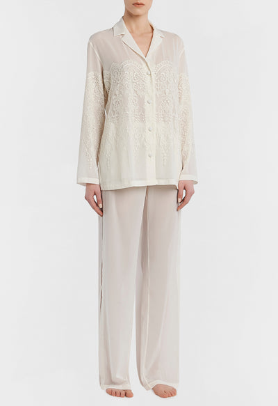 Mosaic silk pattern long pyjamas - Linen