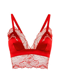 Cherry Blossom silk triangle bra - Bicolore Red Tango