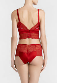 Cherry Blossom silk triangle bra - Bicolore Red Tango