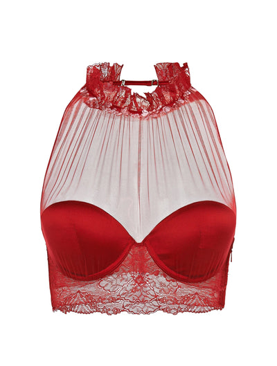 Cherry Blossom silk bra - Bicolore Red Tango