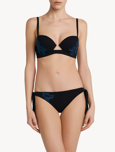 Love Journey Tie Side Bikini Brief - Black & Blue Dark