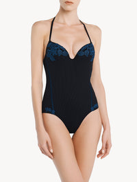 Love Journey one-piece swimming costume - Black & Blue Dark