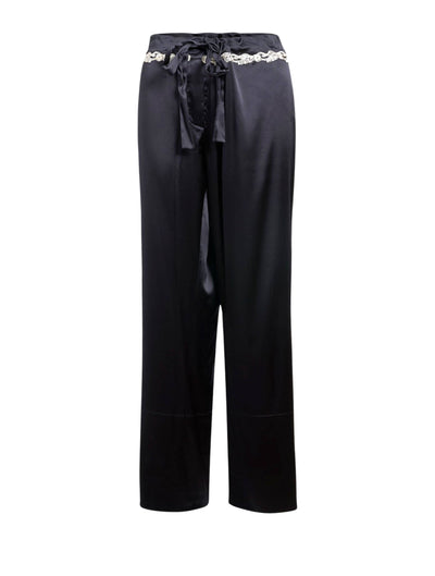 Maison en soie long trousers - Nero & Avorio