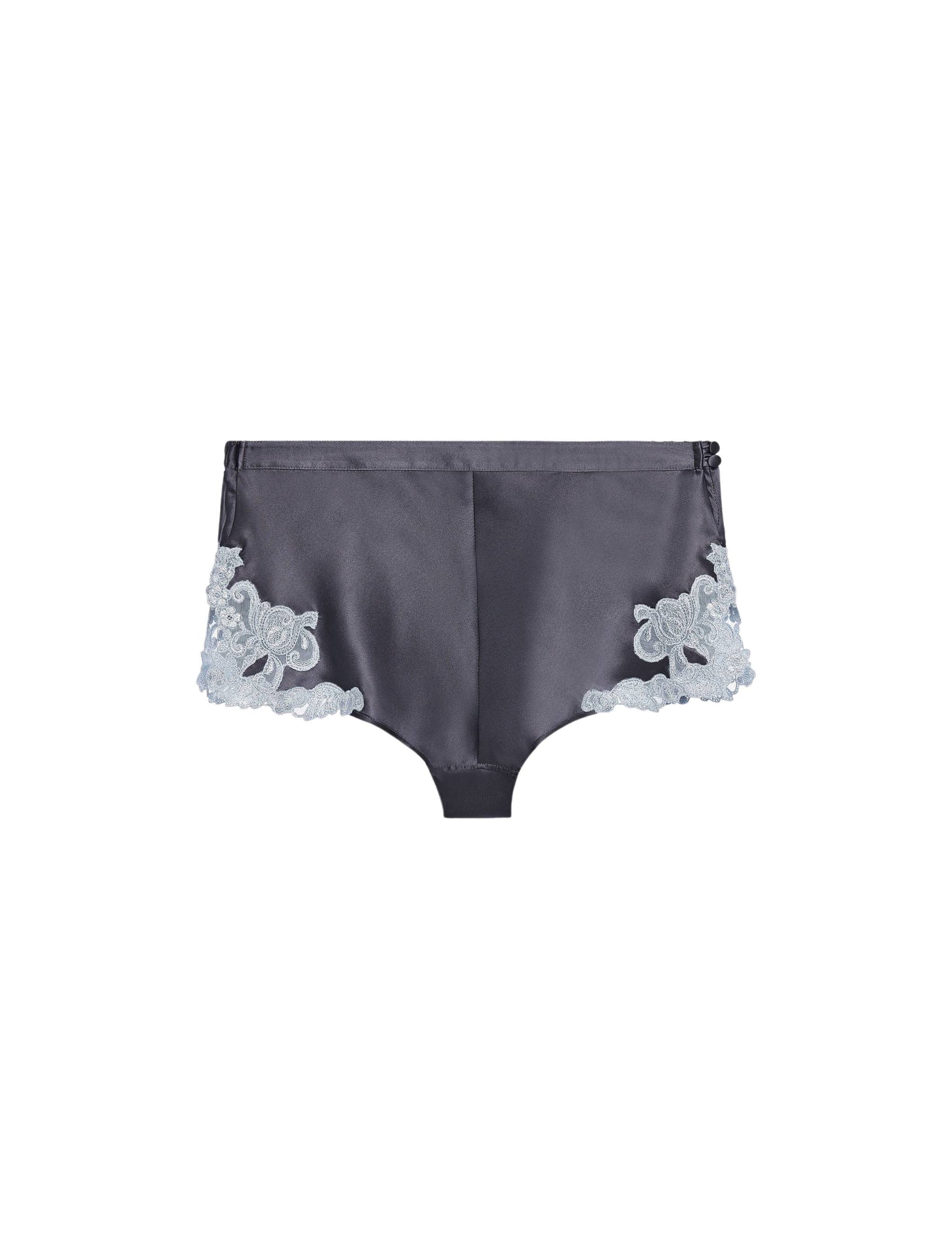 Maison en soie low-cut pyjama shorts - Grey & Light Blue