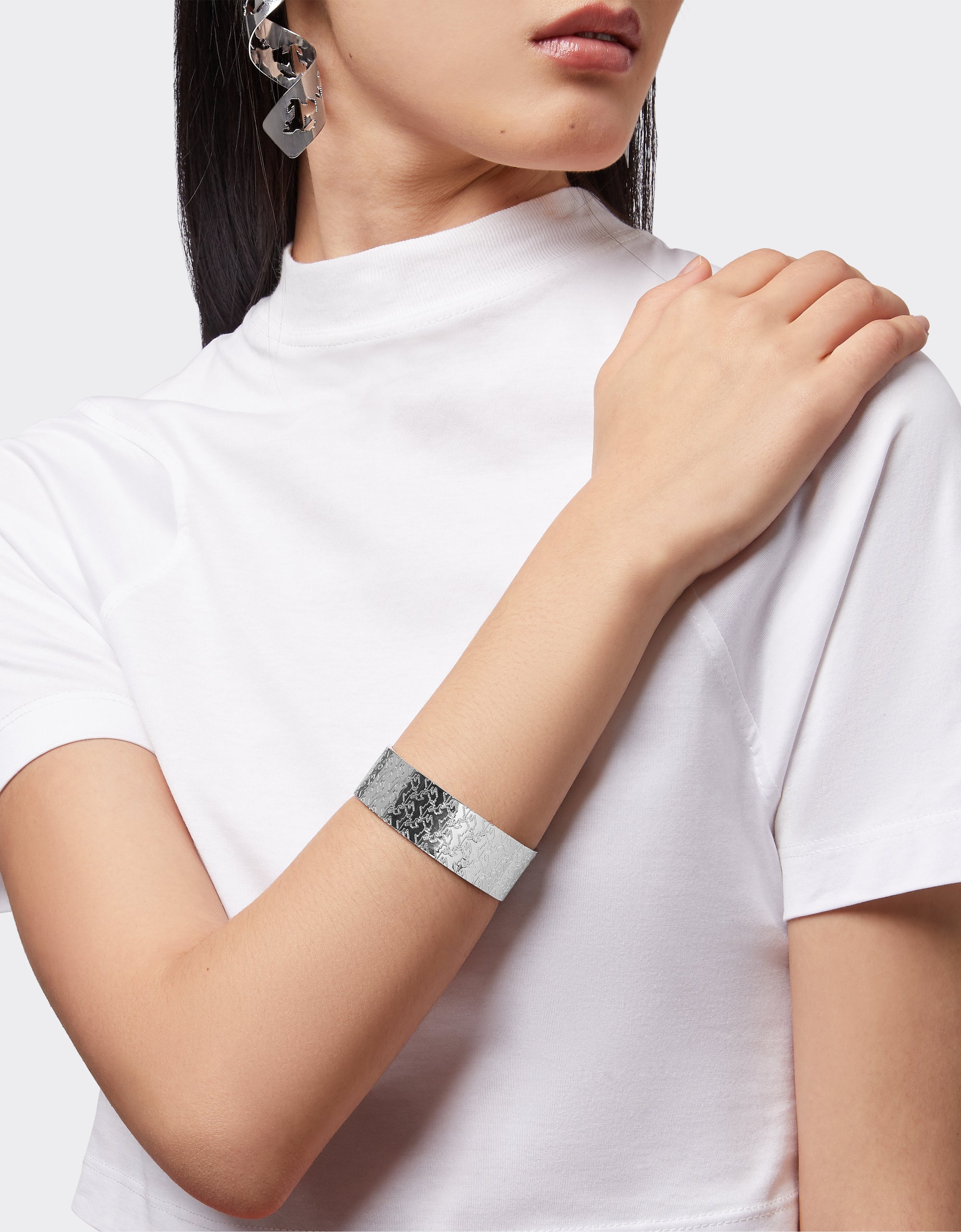 Bracelet unisexe avec Cheval cabré en laiton - Silver