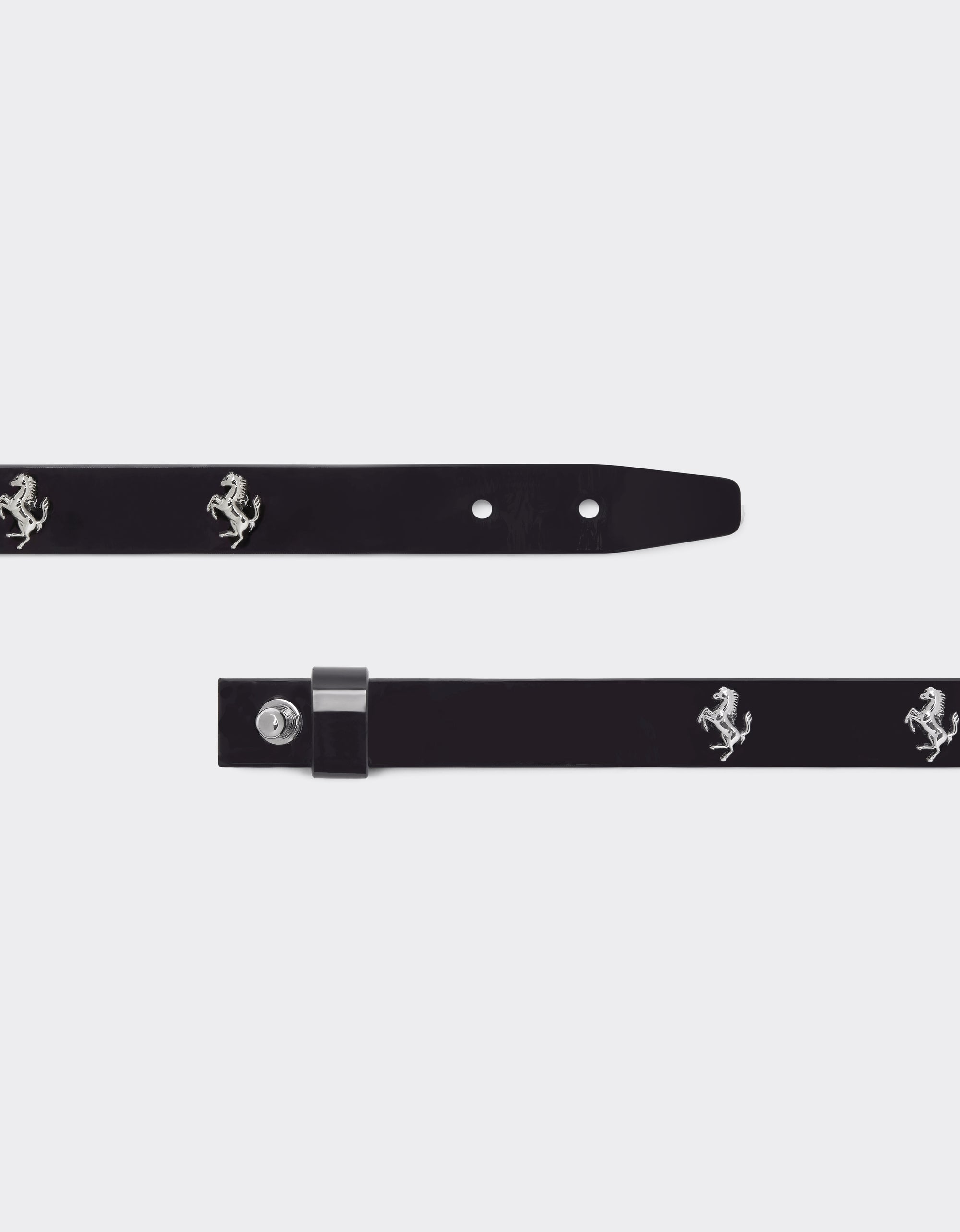 Bracelet unisexe avec clous Cheval cabré en cuir verni - Nero