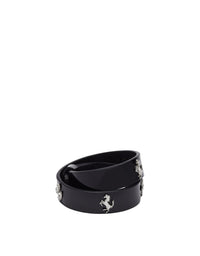 Bracelet unisexe avec clous Cheval cabré en cuir verni - Nero