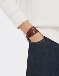 Bracelet unisexe avec clous Cheval cabré en cuir - Cuoio