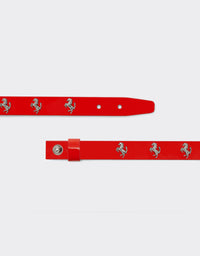 Bracelet unisexe avec clous Cheval cabré en cuir verni - Rosso Dino