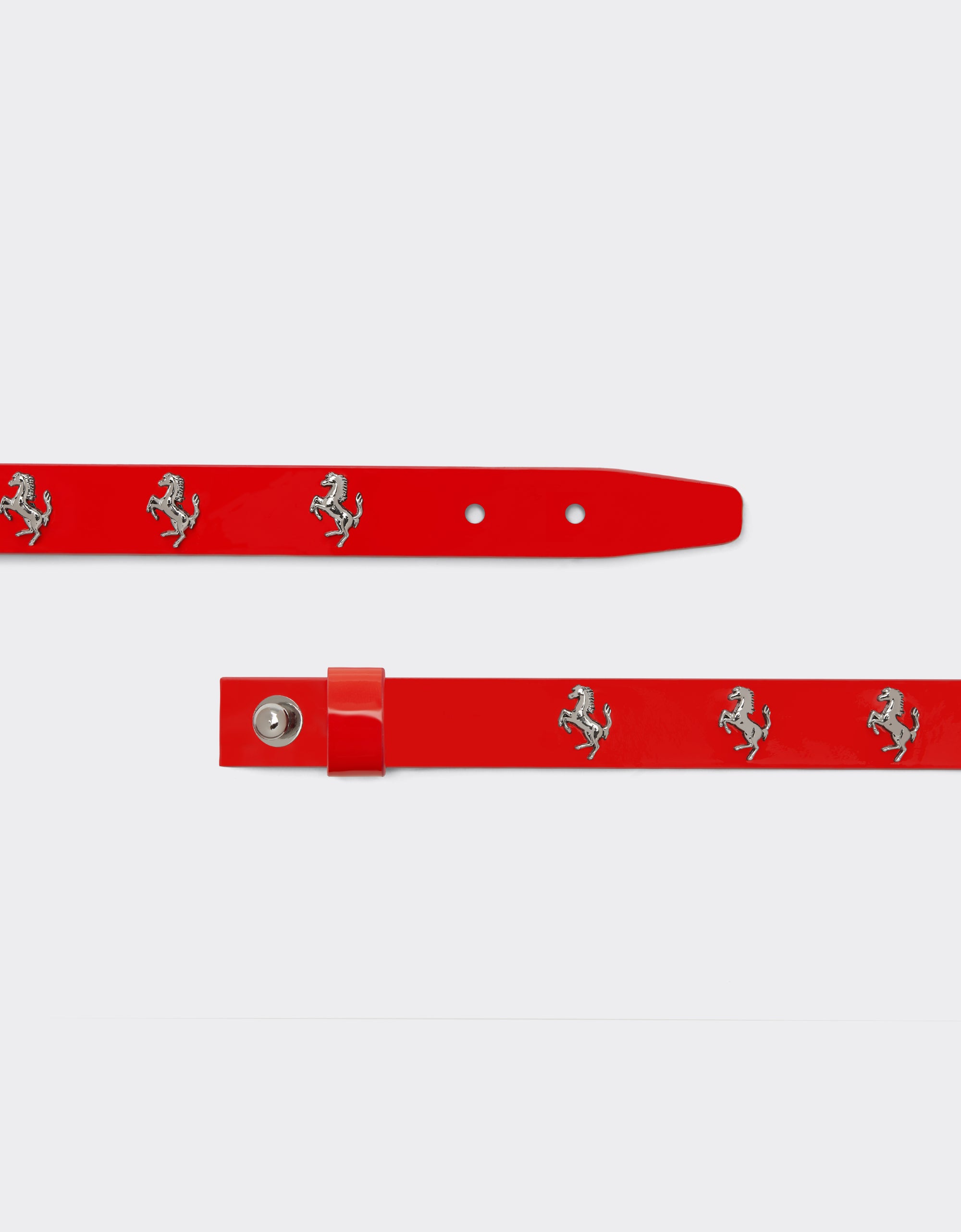 Bracelet unisexe avec clous Cheval cabré en cuir verni - Rosso Dino