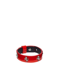 Bracelet unisexe avec clous Cheval cabré en cuir verni - Rosso Dino