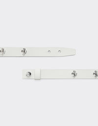 Bracelet unisexe avec clous Cheval cabré en cuir - Bianco
