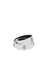 Bracelet unisexe avec clous Cheval cabré en cuir - Bianco