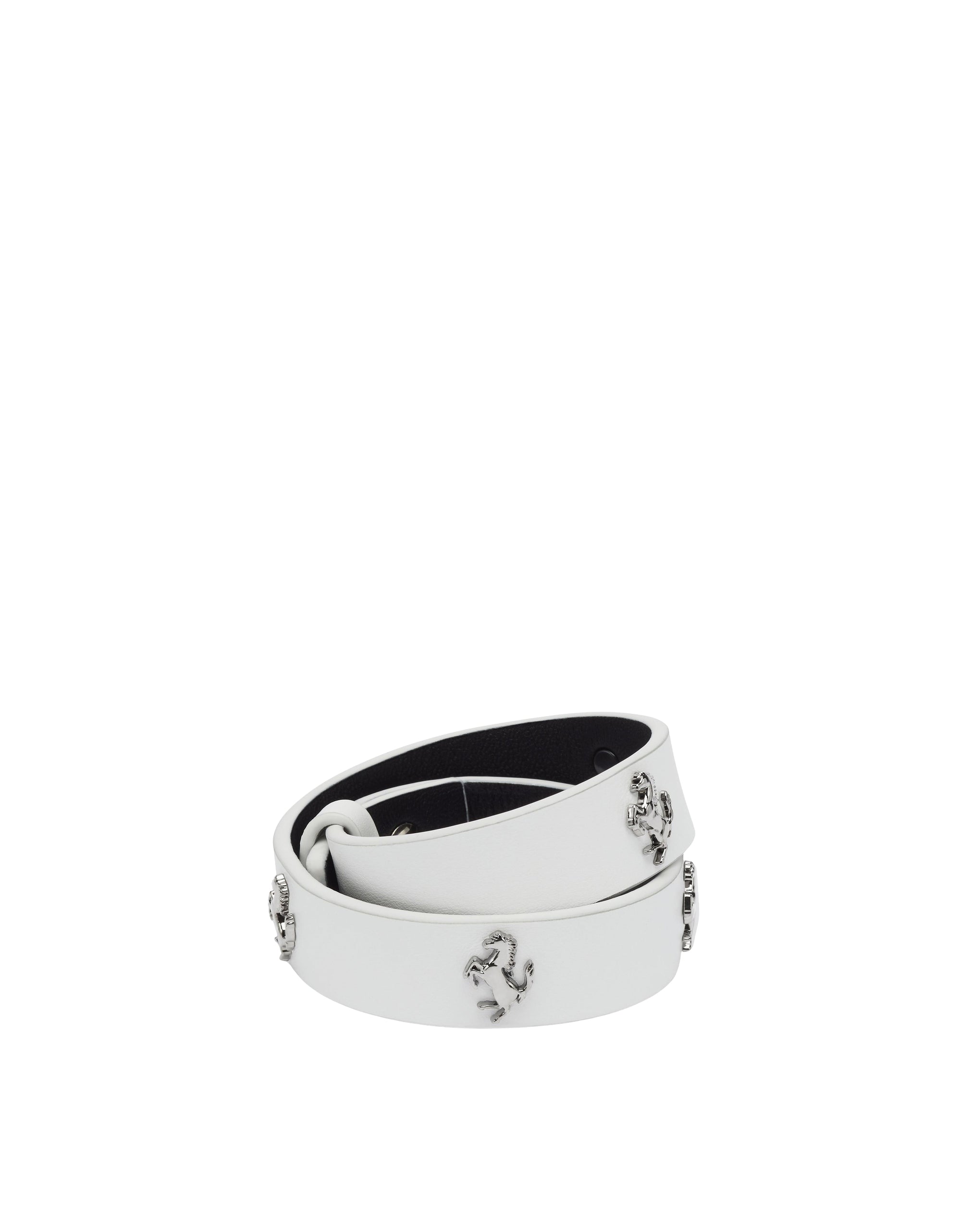 Bracelet unisexe avec clous Cheval cabré en cuir - Bianco