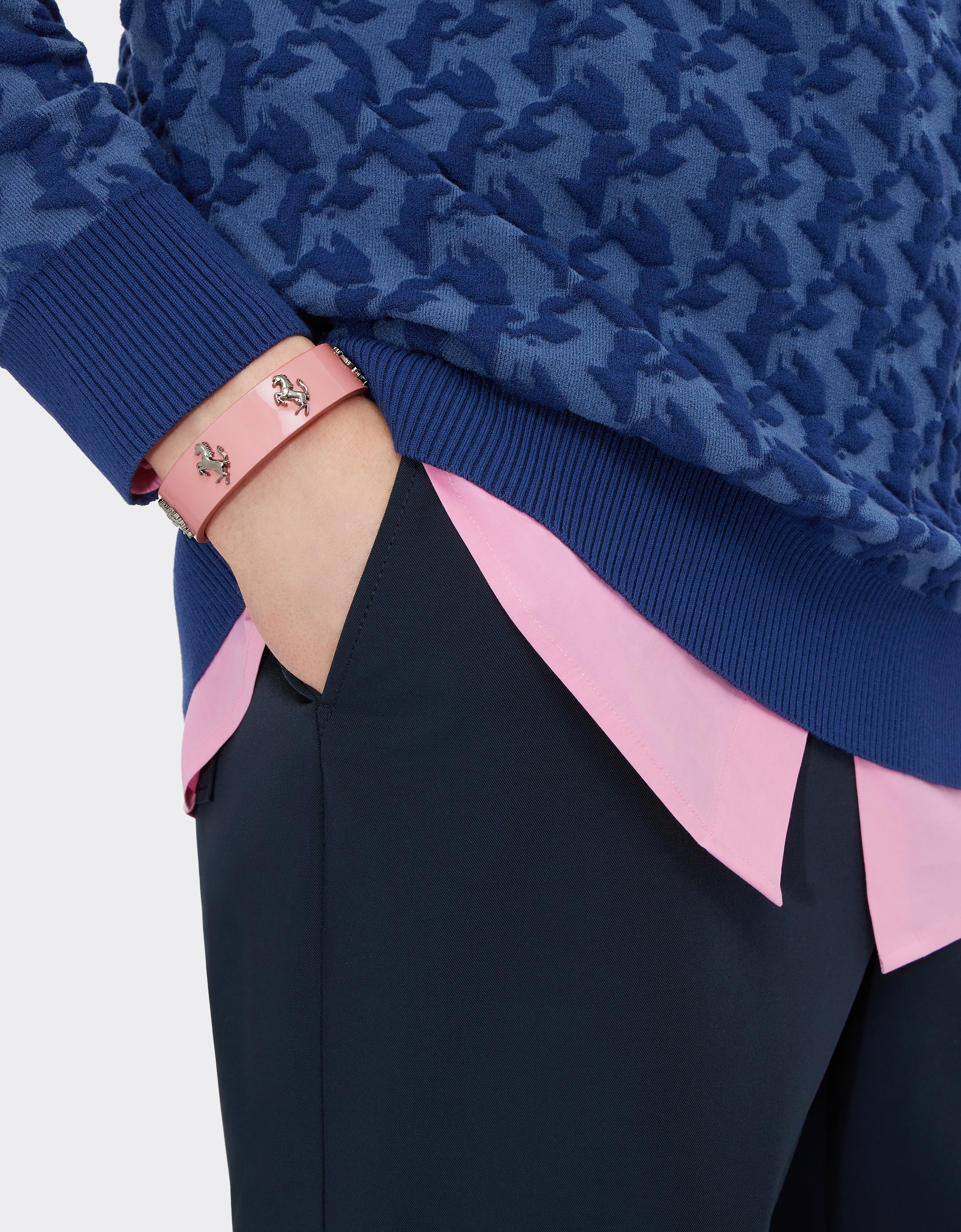 Bracelet unisexe avec clous Cheval cabré en cuir - Rosa
