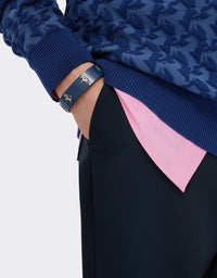 Bracelet unisexe avec clous Cheval cabré en cuir verni - Ottanio