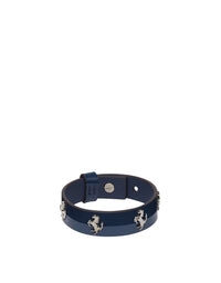 Bracelet unisexe avec clous Cheval cabré en cuir verni - Ottanio