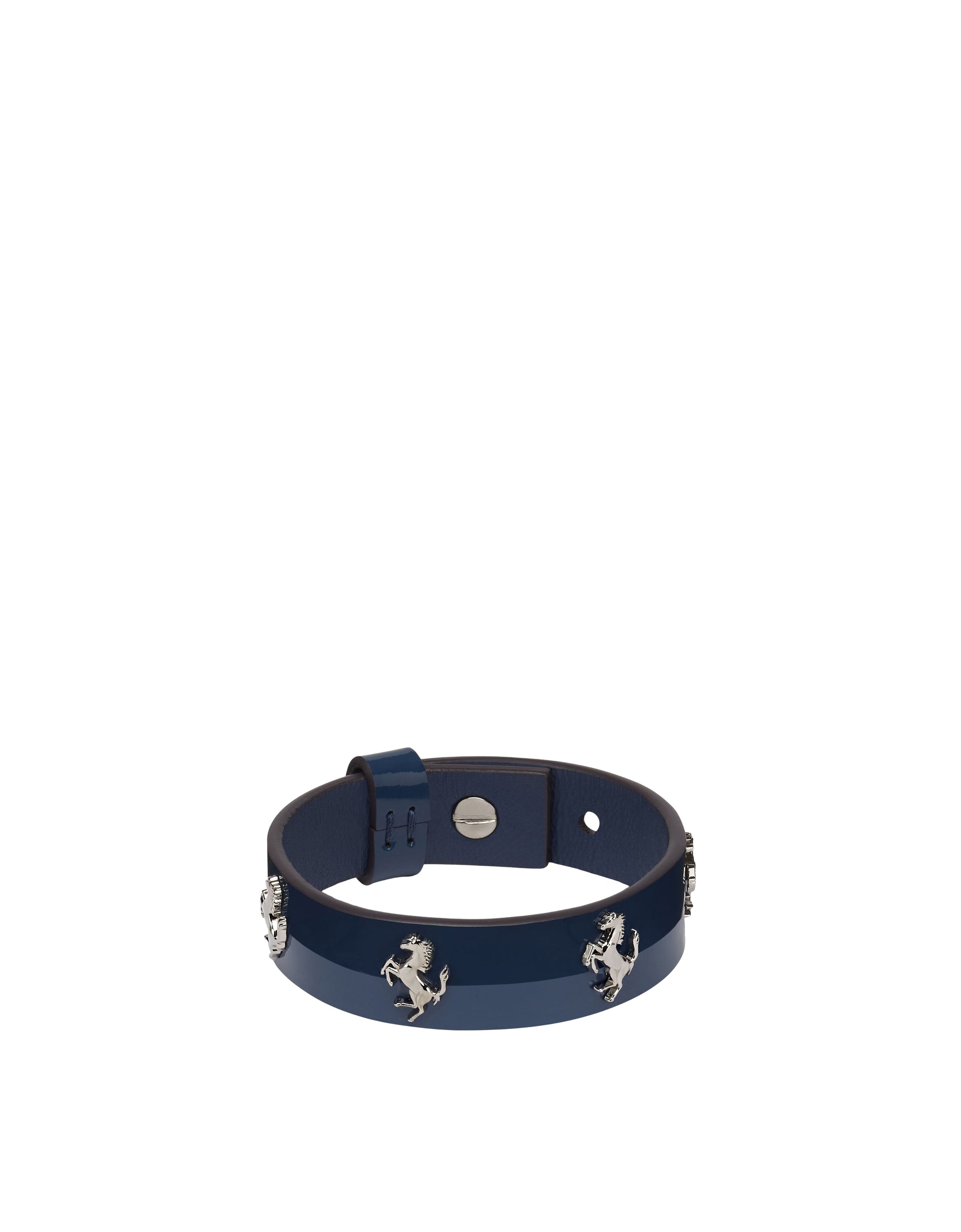 Bracelet unisexe avec clous Cheval cabré en cuir verni - Ottanio