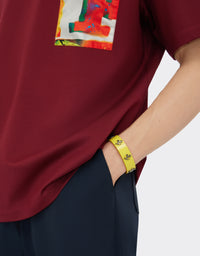 Bracelet unisexe avec clous Cheval cabré en cuir - Giallo Modena