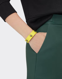 Bracelet unisexe avec clous Cheval cabré en cuir - Giallo Modena